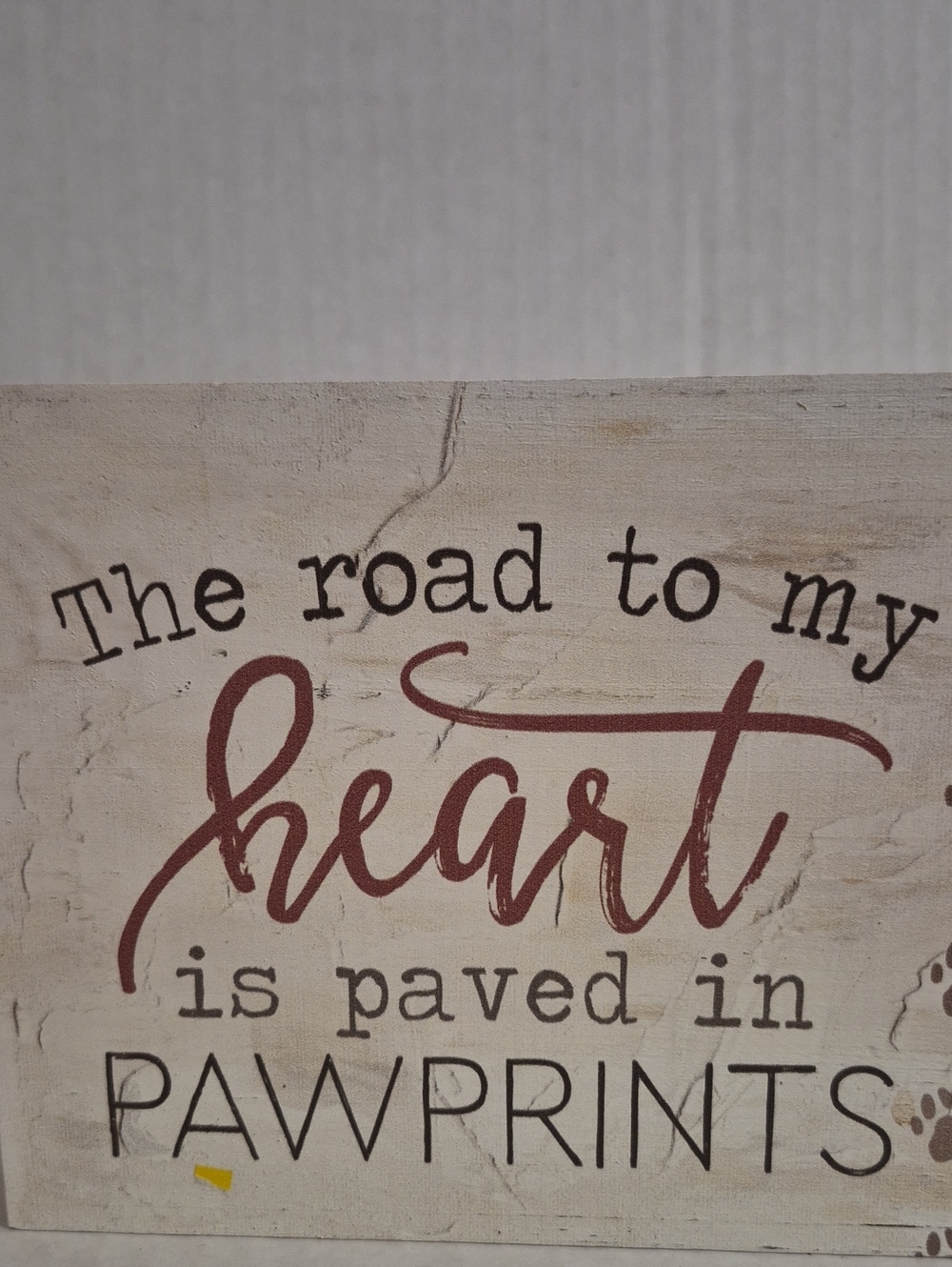 Source Unknown rustic wall art sign "The road to my heart" in cream and brown